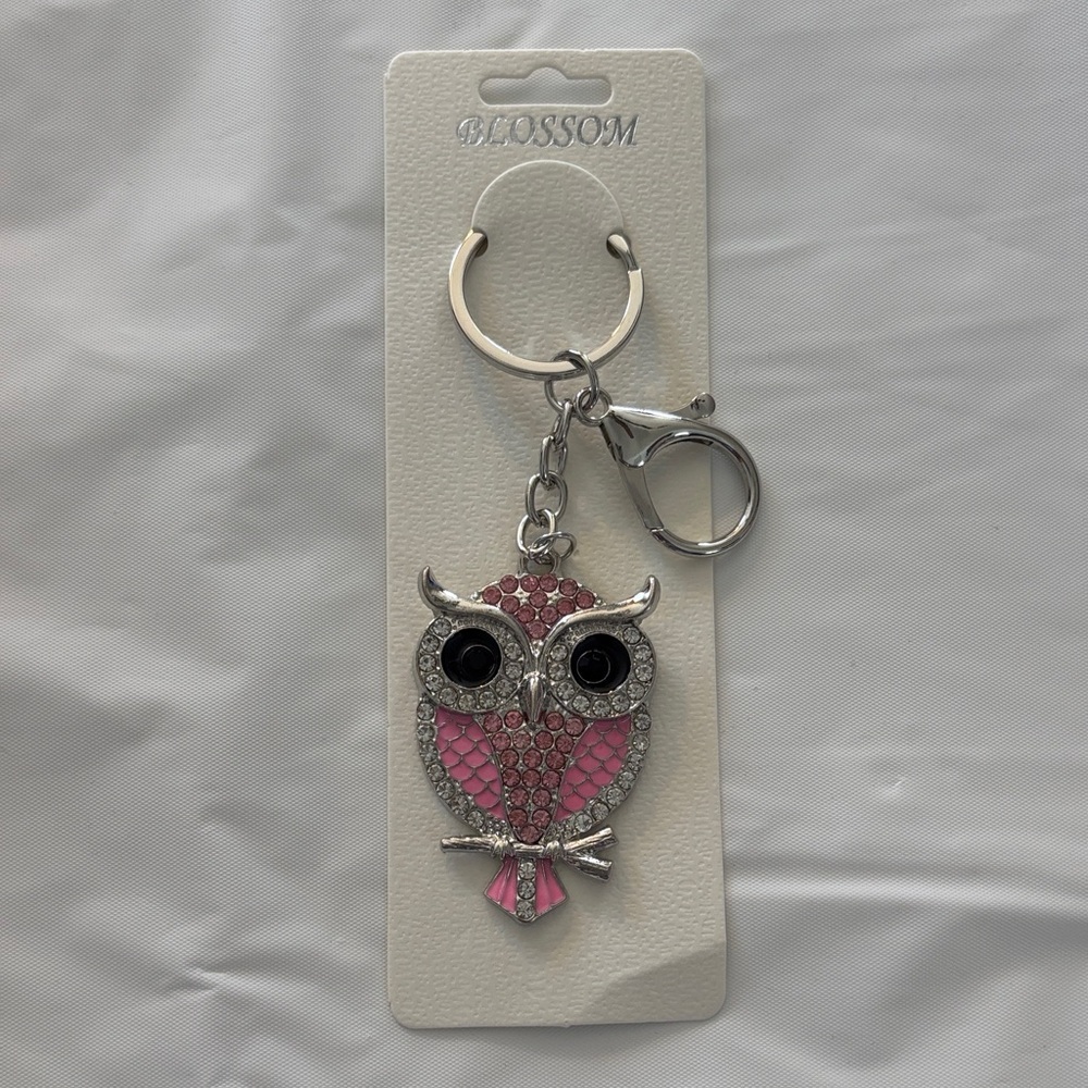 Pink and Silver Owl Keychain/Bag Charm